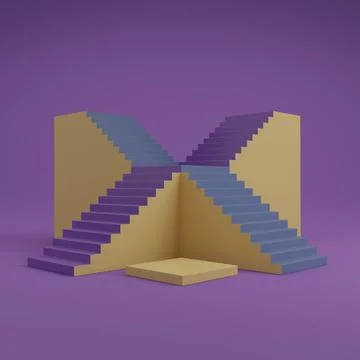 Product display platform with staircase render illustration Stock Illustration