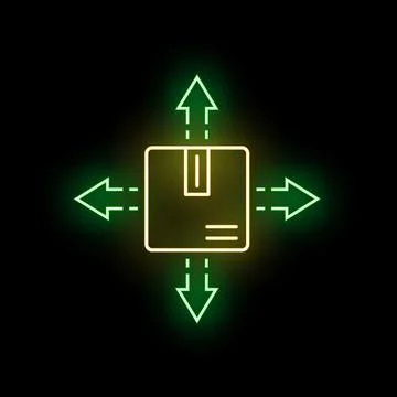 Product distribution and logistics concept glowing neon icon Stock Illustration