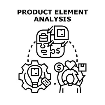 Product element analysis finding design solution Stock Illustration