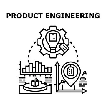 Product engineering developing new innovative manufacturing technologies Illustrazione stock