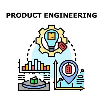 Product engineering developing new innovative manufacturing technologies Stock Illustration