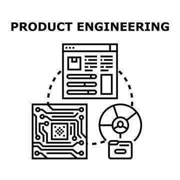 Product engineering development process analyzing data technology Stock-Illustration