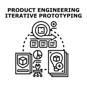 Product engineering iterative prototyping cycle development process Stock Illustration