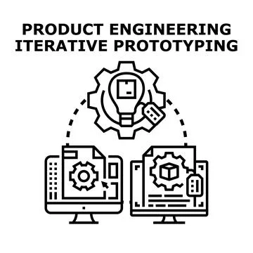 Product engineering iterative prototyping cycle Stock Illustration
