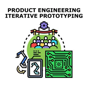 Product engineering iterative prototyping process concept Illustrazione stock
