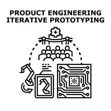 Product engineering iterative prototyping process concept Stock Illustration