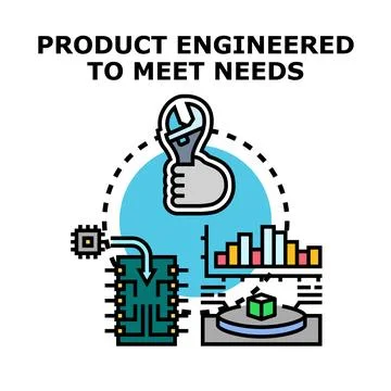 Product engineering meeting customer needs and development process Stock Illustration