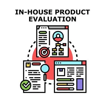 Product evaluation process in house development and management Stock Illustration