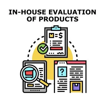 Product evaluation process testing quality control concept Stock Illustration