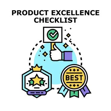 Product excellence checklist achieving best quality rating Stock Illustration