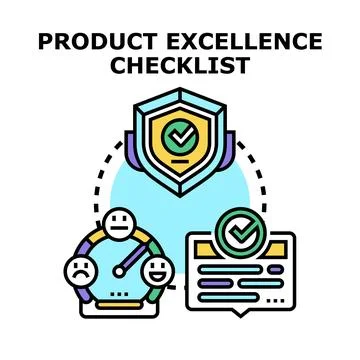 Product excellence checklist verifying customer satisfaction and quality co.. Stock Illustration