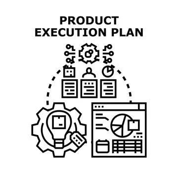 Product execution plan developing business strategy and management Stock Illustration