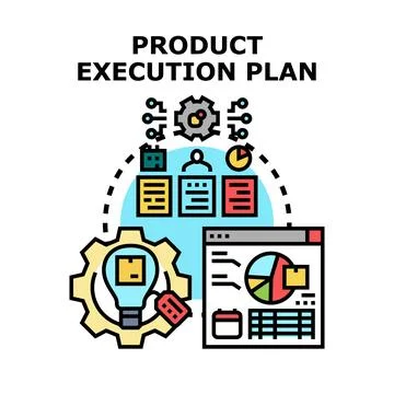 Product execution plan developing business strategy and management Stock Illustration