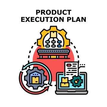 Product execution plan strategy developing production cycle Stock Illustration