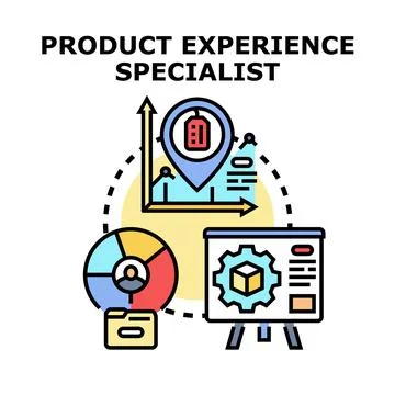 Product experience specialist icon analyzing market data performance Stock Illustration