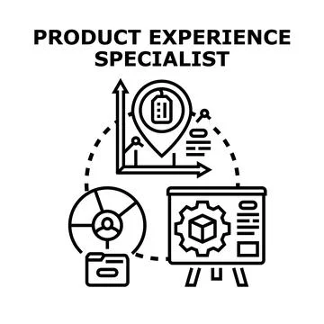 Product experience specialist icon analyzing market data performance Stock Illustration