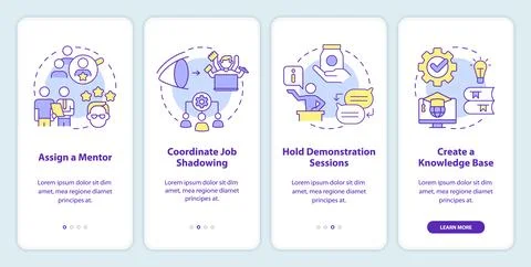Product feature and application training onboarding mobile app screen 스톡 일러스트