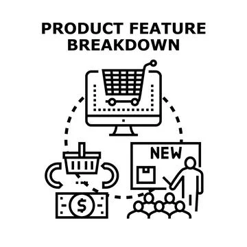 Product feature breakdown analysis and development strategy Stock Illustration