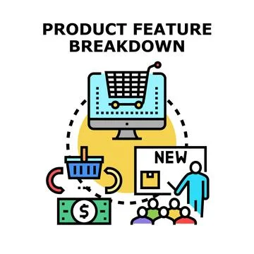 Product feature breakdown analysis and development strategy 스톡 일러스트