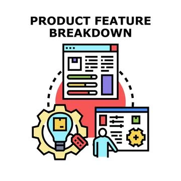Product feature breakdown analyzing development process Stock Illustration