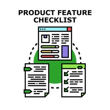 Product feature checklist managing and planning concept Stock Illustration