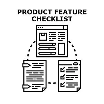 Product feature checklist managing and planning concept Stock Illustration
