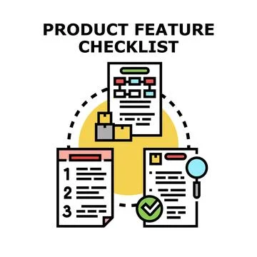 Product feature checklist process managing specifications development Stock Illustration