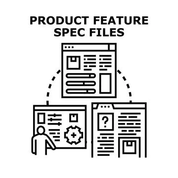 Product feature developing process with specification files Stock Illustration