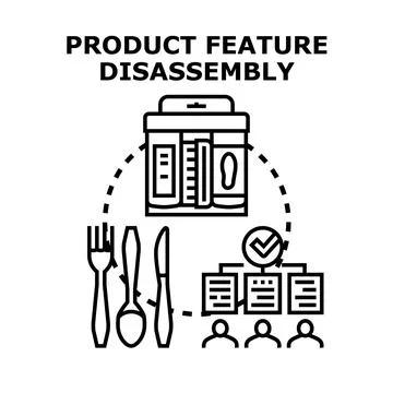 Product feature disassembly for modular development and analysis Illustrazione stock