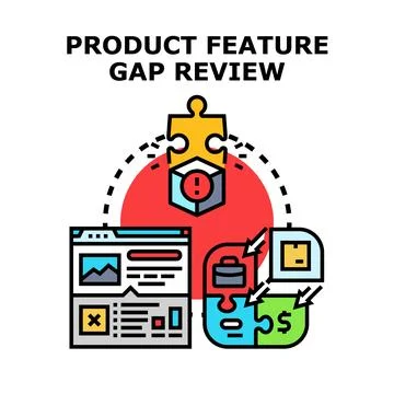 Product feature gap reviewing process development Stock Illustration