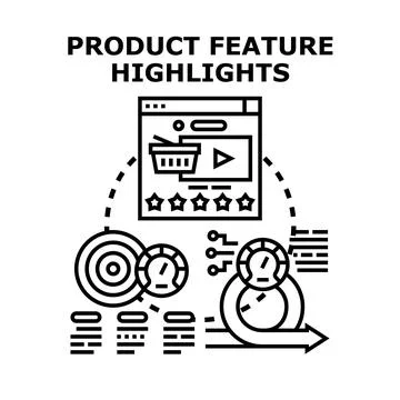 Product feature highlights development vector concept Stock Illustration