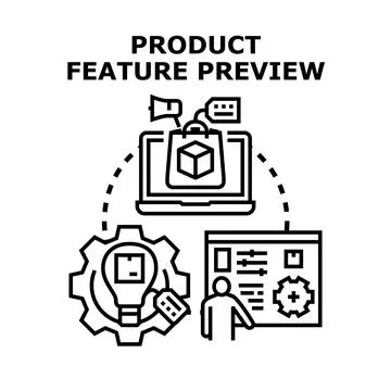 Product feature preview development and promotion strategy Illustrazione stock