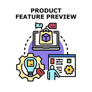 Product feature preview development and promotion strategy Stock Illustration