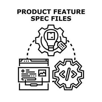 Product feature specification files development process Illustrazione stock