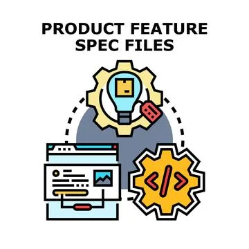 Product feature specification files development process Stock Illustration
