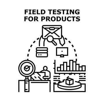 Product field testing data analysis research and development Illustrazione stock