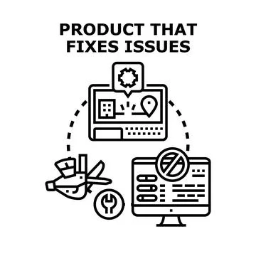Product fixing issues and optimizing business solutions Stock Illustration