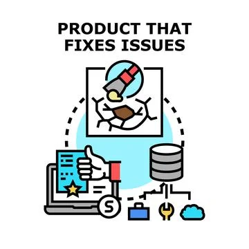 Product fixing issues and providing solution concept Illustrazione stock