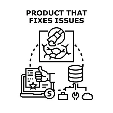 Product fixing issues and providing solution concept Stock Illustration