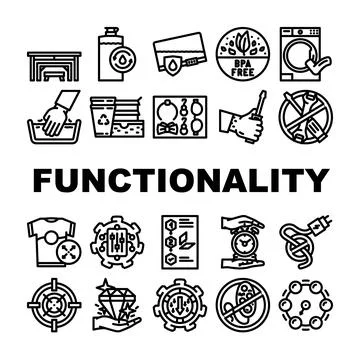 Product functionality features and properties outline icons Stock-Illustration