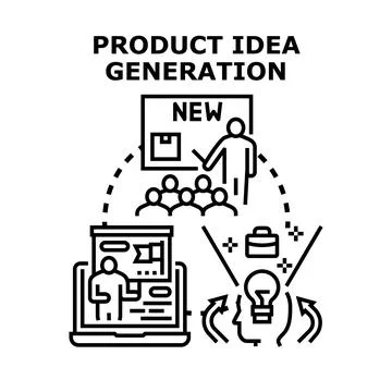 Product idea generation process developing creative business solutions Illustrazione stock