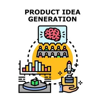 Product idea generation strategy developing solutions Stock Illustration