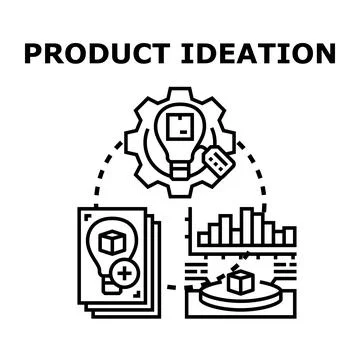 Product ideation concept formulating new business strategy Stock Illustration