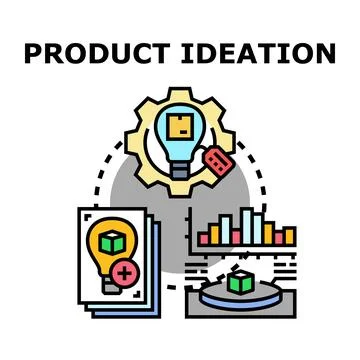 Product ideation concept formulating new business strategy Stock Illustration