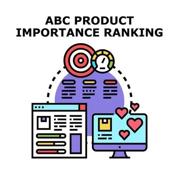 Product importance ranking concept vector illustration set Stock Illustration