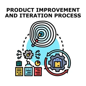 Product improvement and iteration process concept developing Stock Illustration