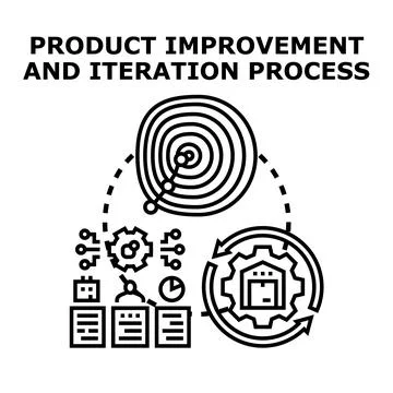 Product improvement and iteration process concept developing Stock Illustration