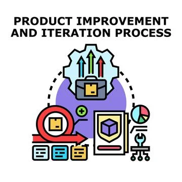 Product improvement iteration process developing strategy vector Stock Illustration