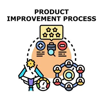 Product improvement process developing new business strategy Stock Illustration