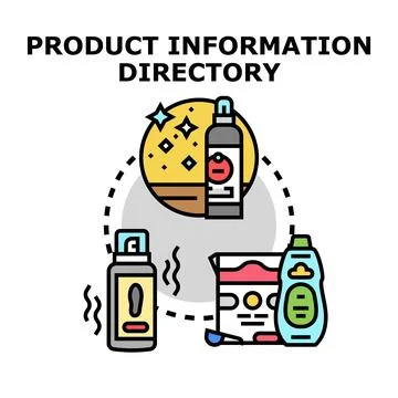 Product information directory concept identifying household cleaning solution Illustration